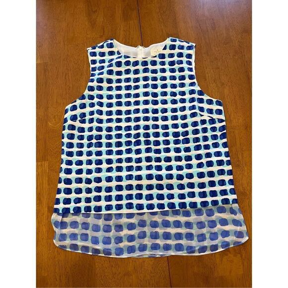 Kate Spade New York Layered Island Stamp Tank Blue Polka Dot Pattern Size Small - Picture 1 of 4